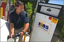 Lab Fleet Manager Don Prestella uses the onsite ethanol pump