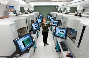 Sequencers at the Joint Genome Institute.