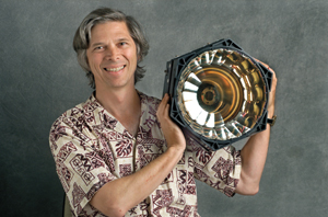 Kevin Lesko with SNO photomultiplier tube.