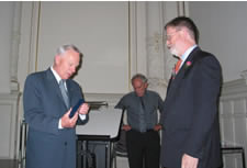 Image of Geoge Smoot receiving Einstein Medal