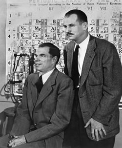 Glenn Seaborg, left, and Edwin McMillan, who shared a 1951 Nobel Prize.